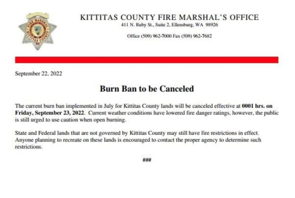 Kittitas County burn ban